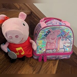 PEPPA PIG Bundle. Singing Talking Peppa Plush & Heys Lunch Bag